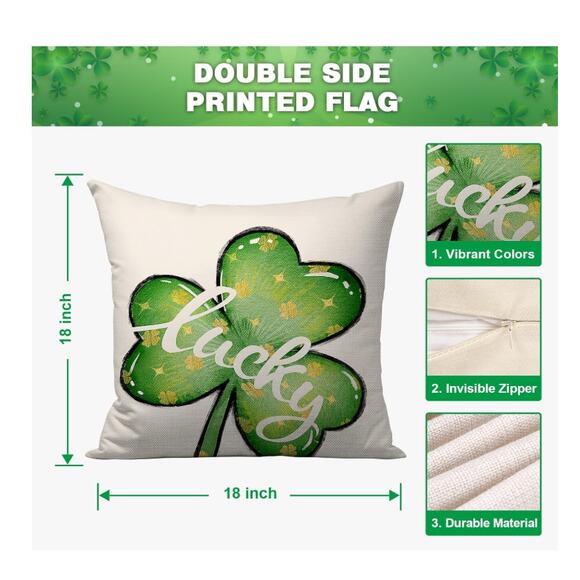 4 pc set Throw Pillow Covers 18x18 Polyester St. Patricks Day - Picture 5 of 7